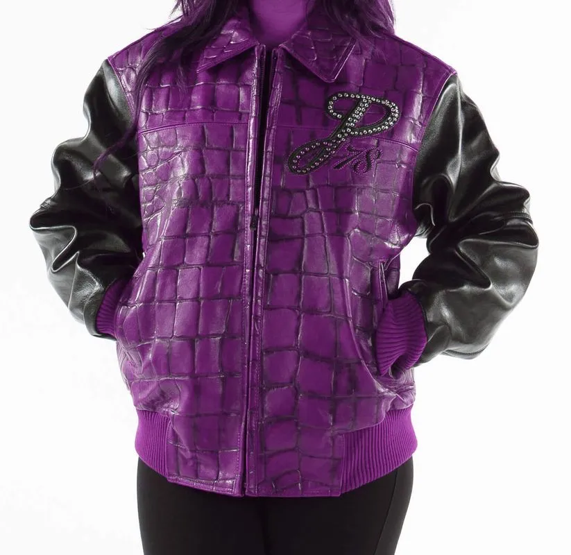 Pelle Pelle Exotic Studded Purple Black Jacket view 2