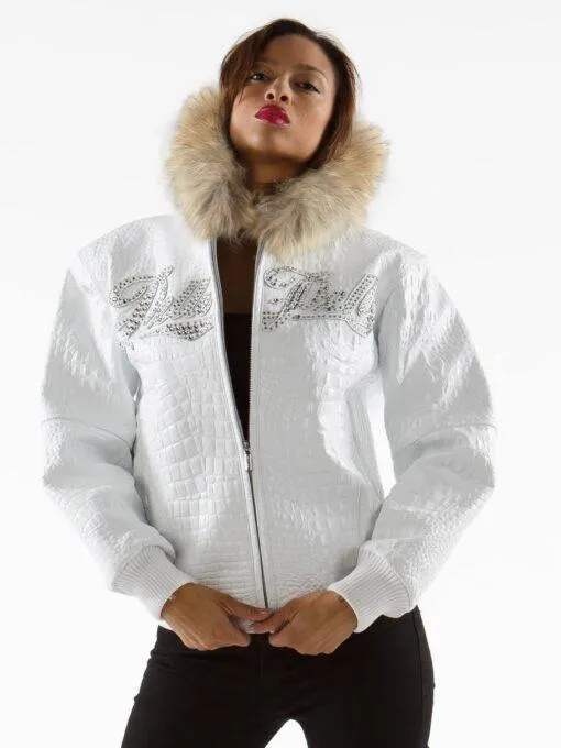 Pelle Pelle Encrusted White Varsity Jacket view 2