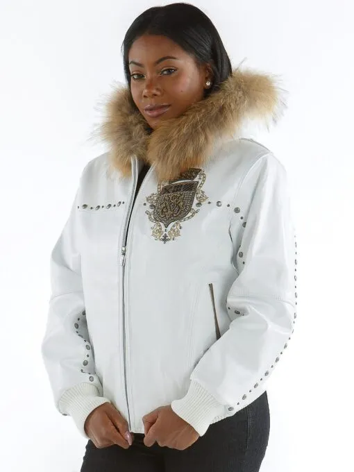 Pelle Pelle Womens Mb Emblem White Jacket view 2