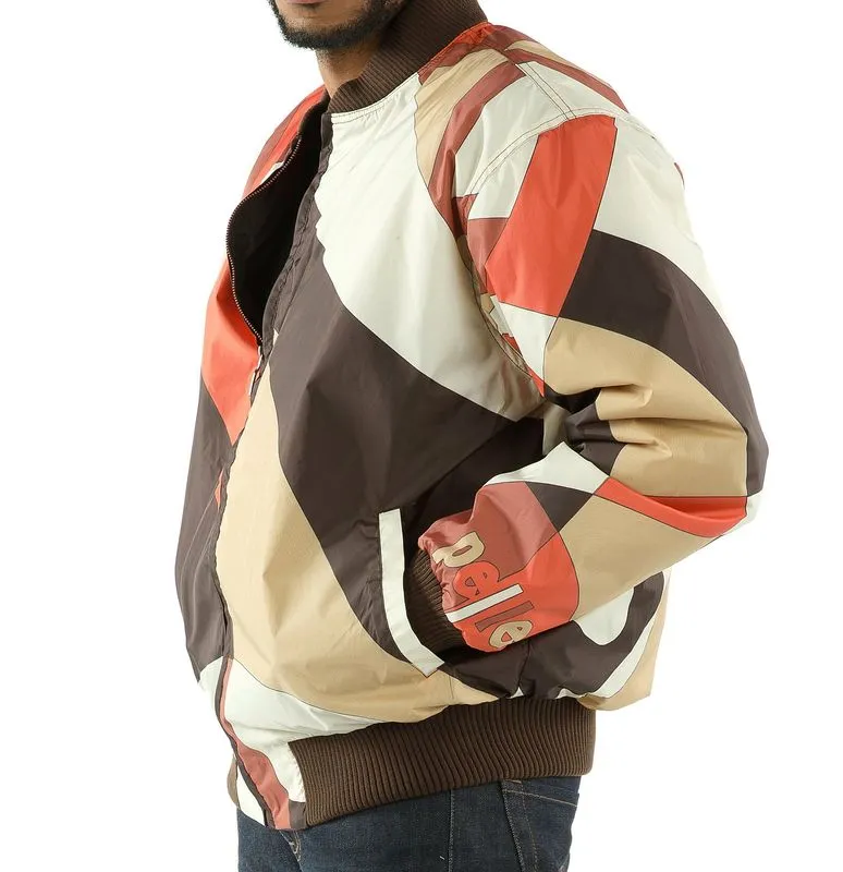 Bold Pelle Pelle Brown Bomber Jacket With Abstract Pattern view 2