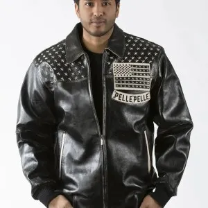 Pelle Pelle Americana Black Genuine Studded Jacket view 2
