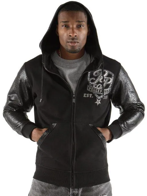 Pelle Pelle Black King of Thrones Hoodie | Pelle Pelle Store view 2