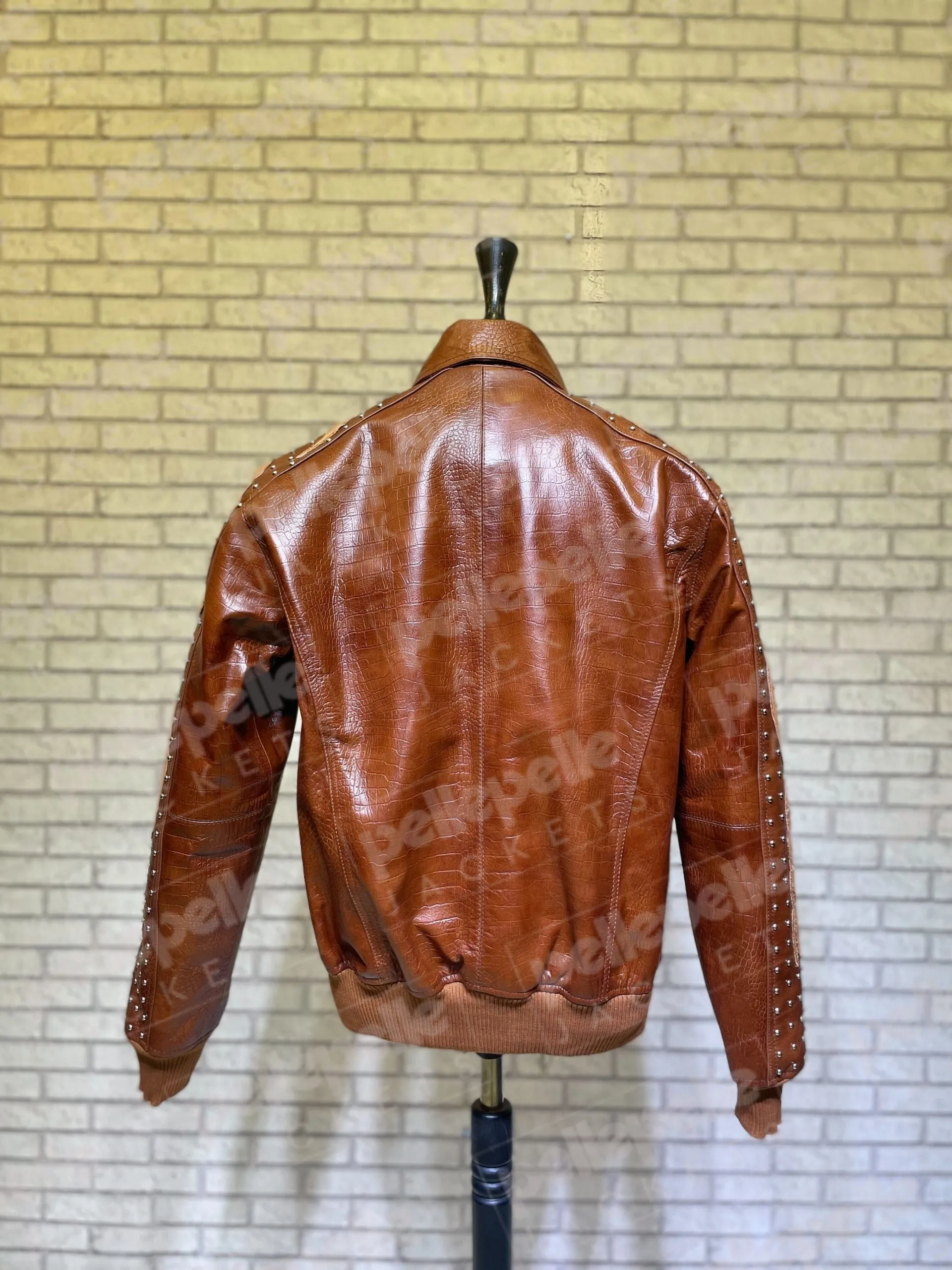 Bold Pelle Pelle Alligator Texture Leather Jacket view 2