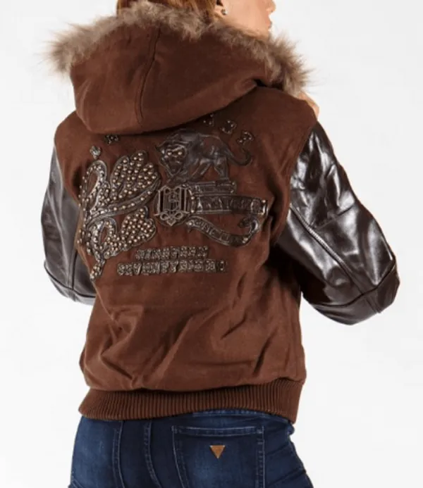 Pelle Pelle Brown Fur Hooded Wool Jacket