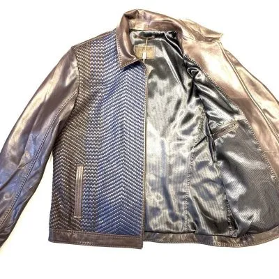 Pelle Pelle Chocolate Weaved Bomber Jacket view 2