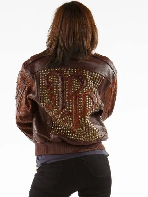 Ladies Brown Leather Jacket Mb Bomber view 2