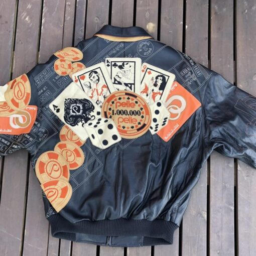 Bold Pelle Pelle Cards And Dice Black Leather Jacket view 2