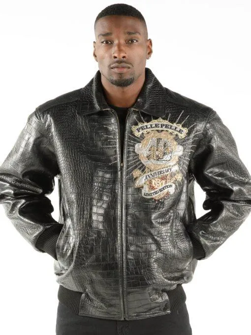 Pelle Pelle Mens 40th Anniversary Black Leather Jacket view 2