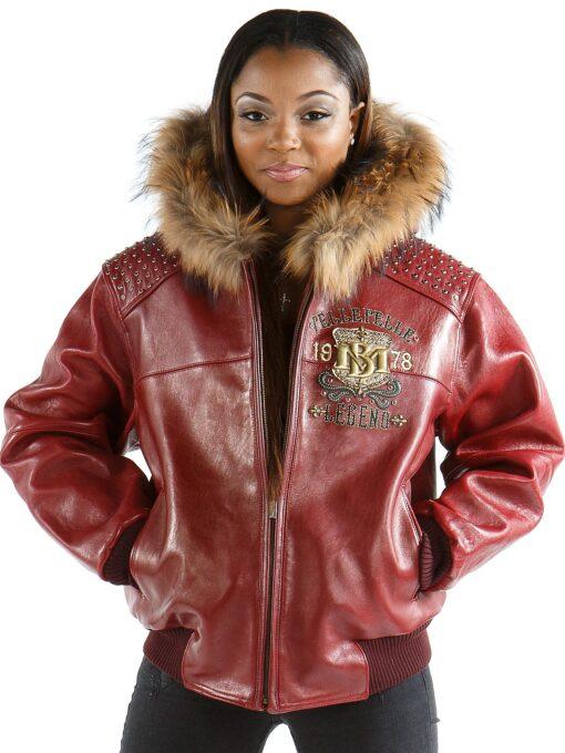 Pelle Pelle Live Like A Queen Maroon Leather Jacket | Pelle Pelle Store view 2