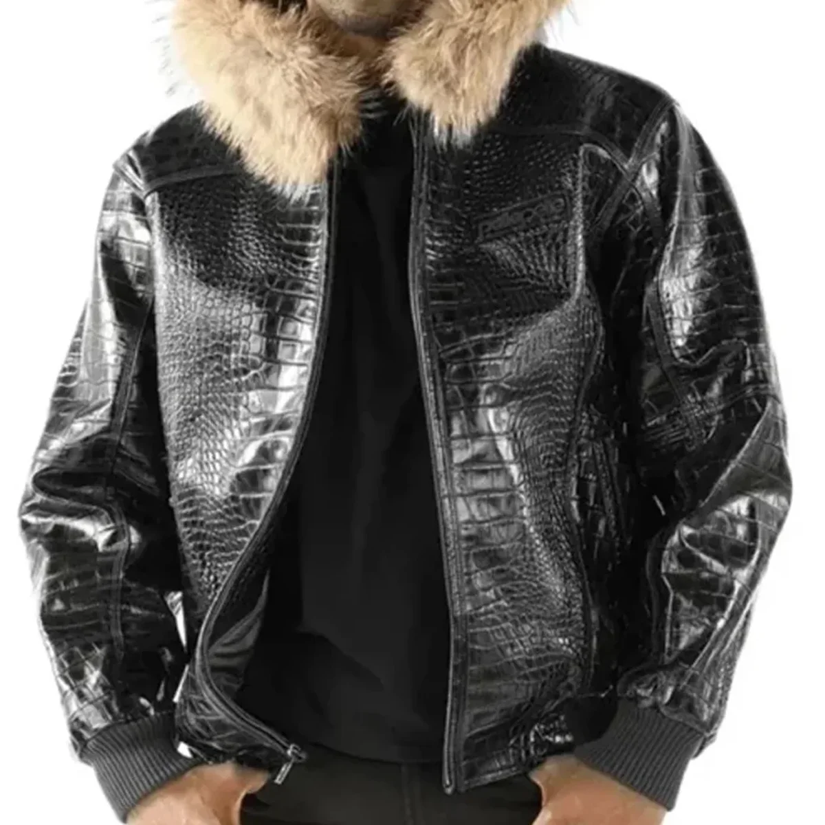 Basic Nile Black Leather Jacket view 3