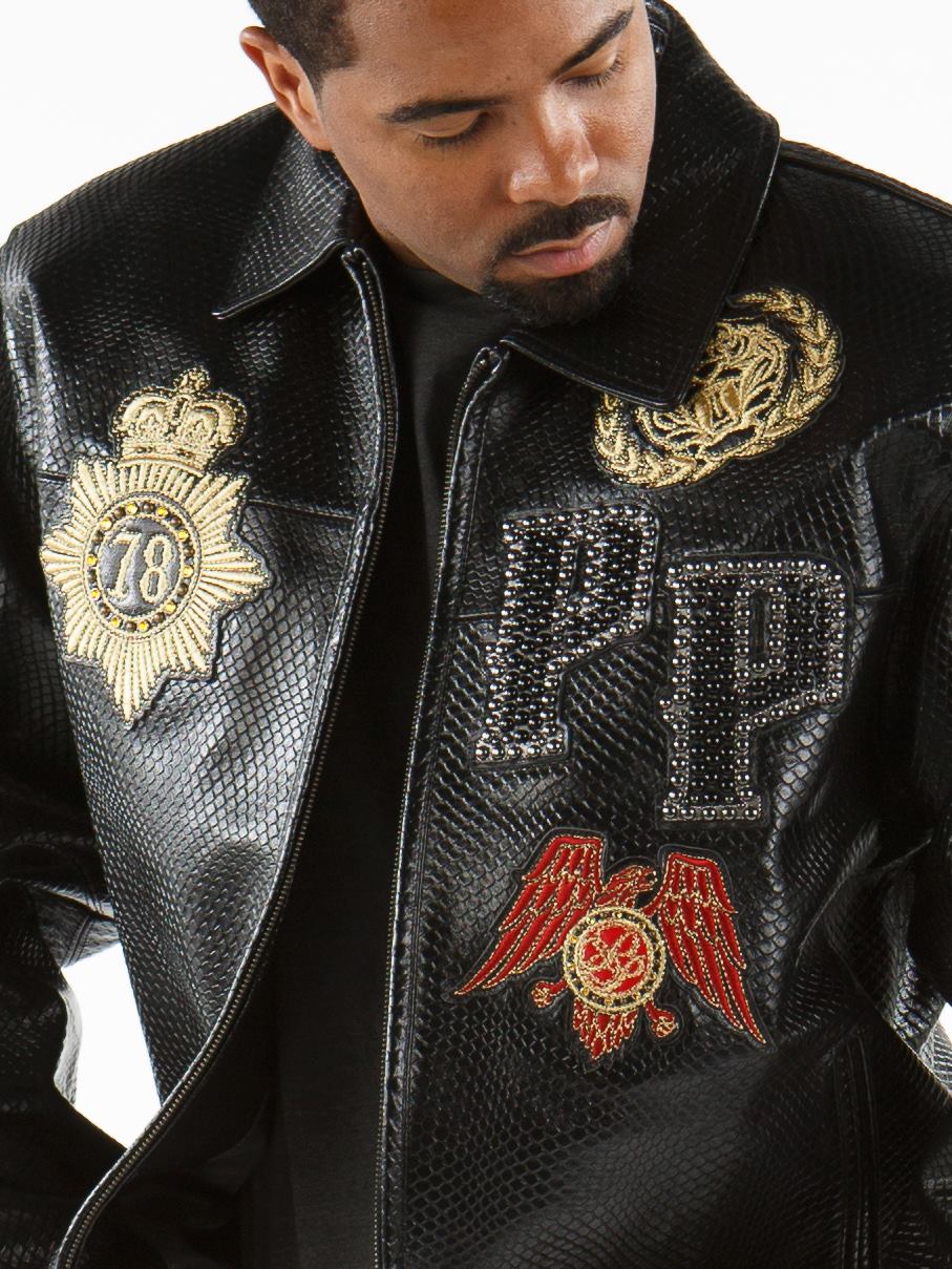 Decorated Black Pelle Pelle Python Jacket view 3
