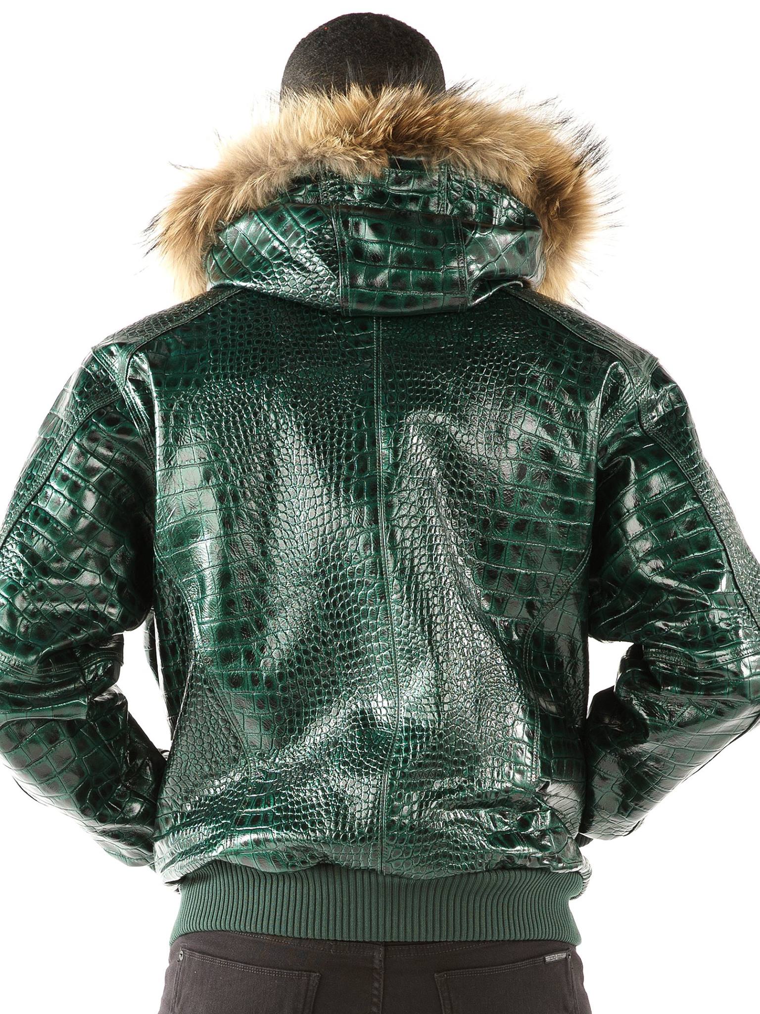 Pelle Pelle Basic Nile Green Two Tone Cayman Leather Jacket view 2