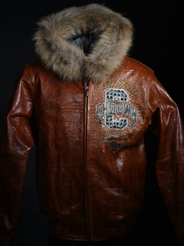 Pelle Pelle Chi-Town Brown Leather Jackets | Fur Hooded Jackets view 2