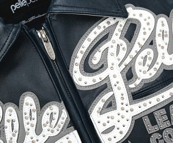 Pelle Pelle Encrusted Varsity Plush Navy | Pelle Pelle Store view 3