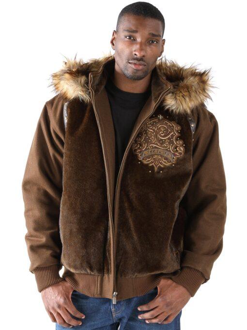 Pelle Pelle Hooded Brown Wool Jacket view 6