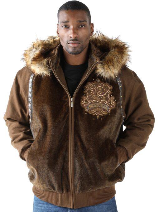 Pelle Pelle Hooded Brown Wool Jacket view 5