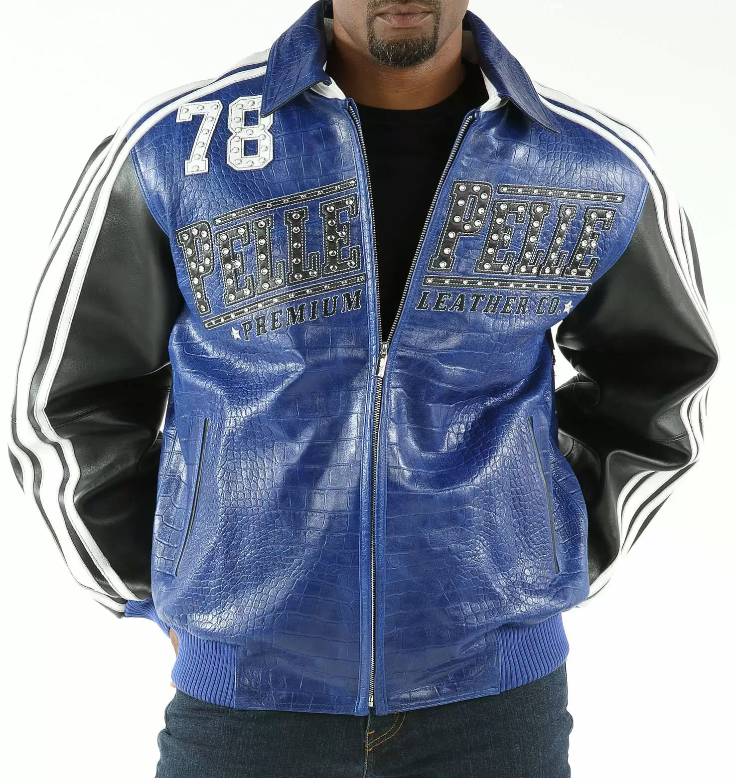 Pelle Pelle Leather Studded Blue Jacket view 2