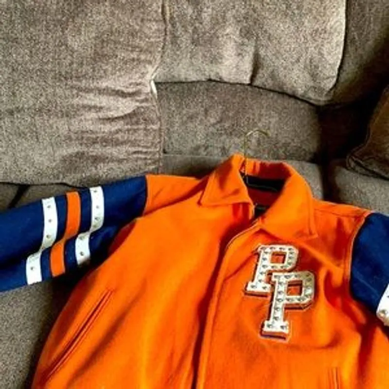Pelle Pelle Orange Varsity Lettermen Jacket view 2