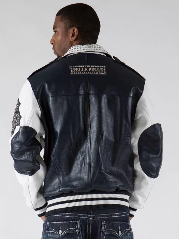 Pelle Pelle Varsity Biker Navy Plush Jacket view 2