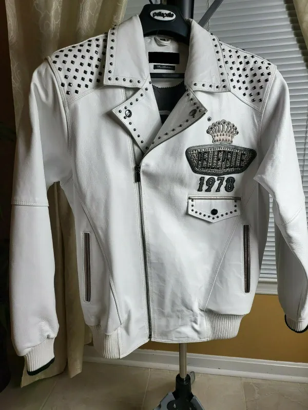 Pelle Pelle White Studded Leather Jacket view 2