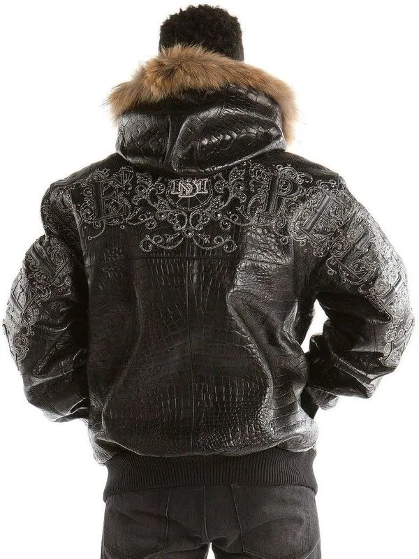 Pelle Pelle Crocodile Hooded Black Jacket