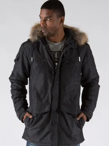 Pelle Pelle Fur Hooded Denim Long Coat view 2