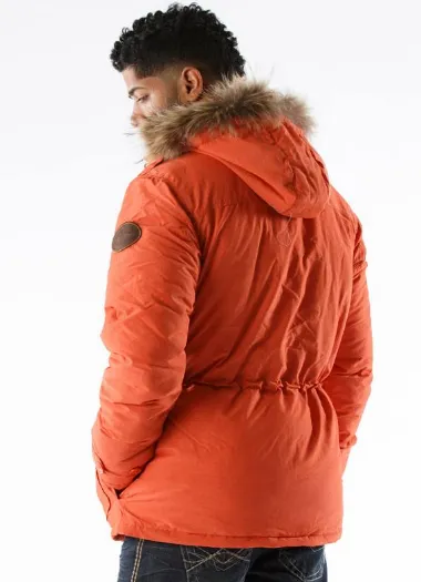 Pelle Pelle Fur Hooded Orange Jacket view 2