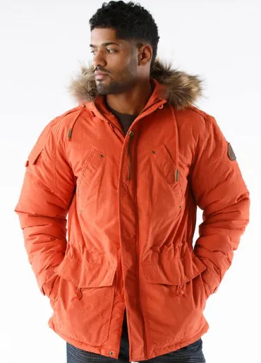 Pelle Pelle Fur Hooded Orange Jacket