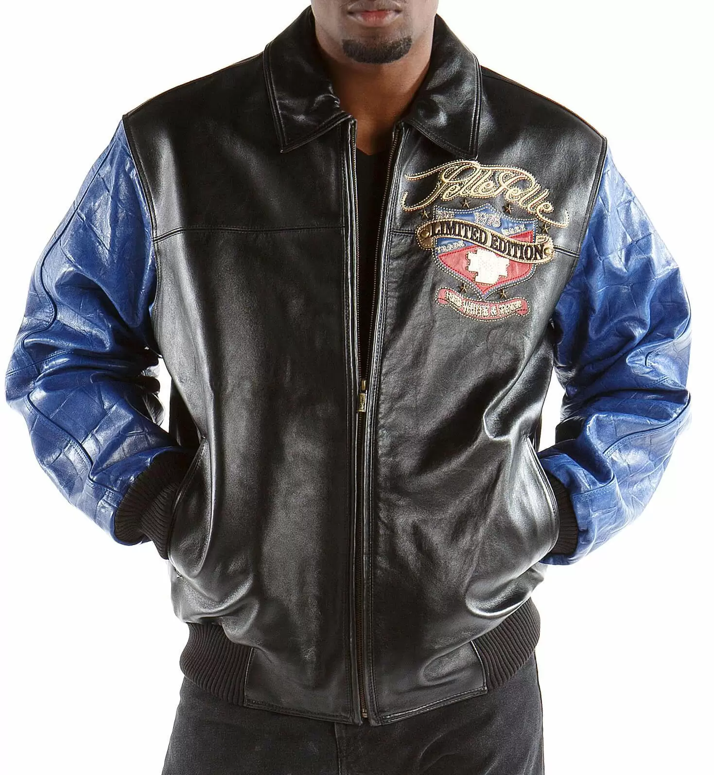Black Blue Pelle Pelle Leather Jacket view 2