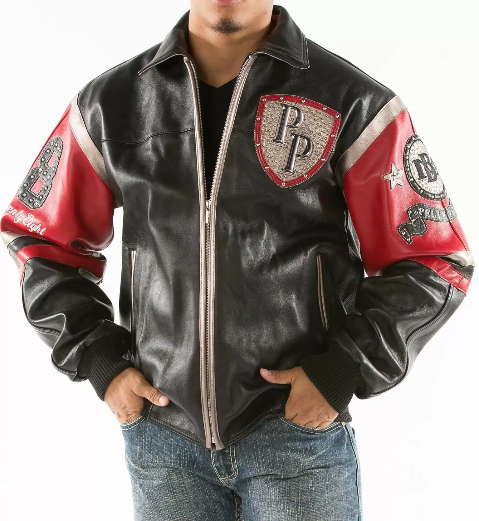 Pelle Pelle Black Red Studded Jacket view 2