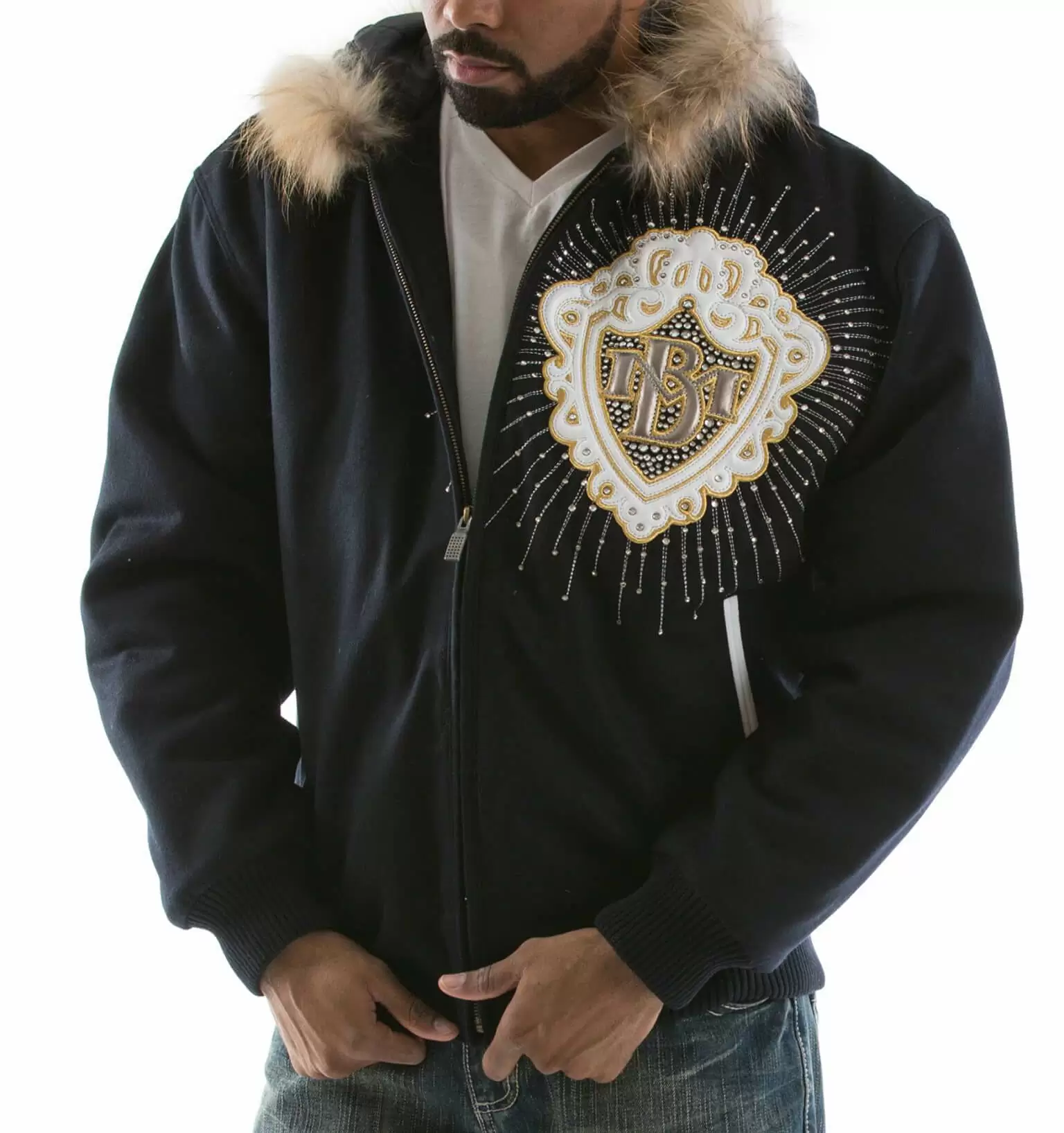 Pelle Pelle Navy Platinum Hood Jacket view 2