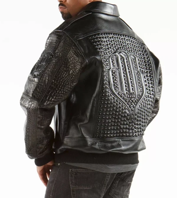 Pelle Pelle Black Fur Collar Studded Jacket view 2