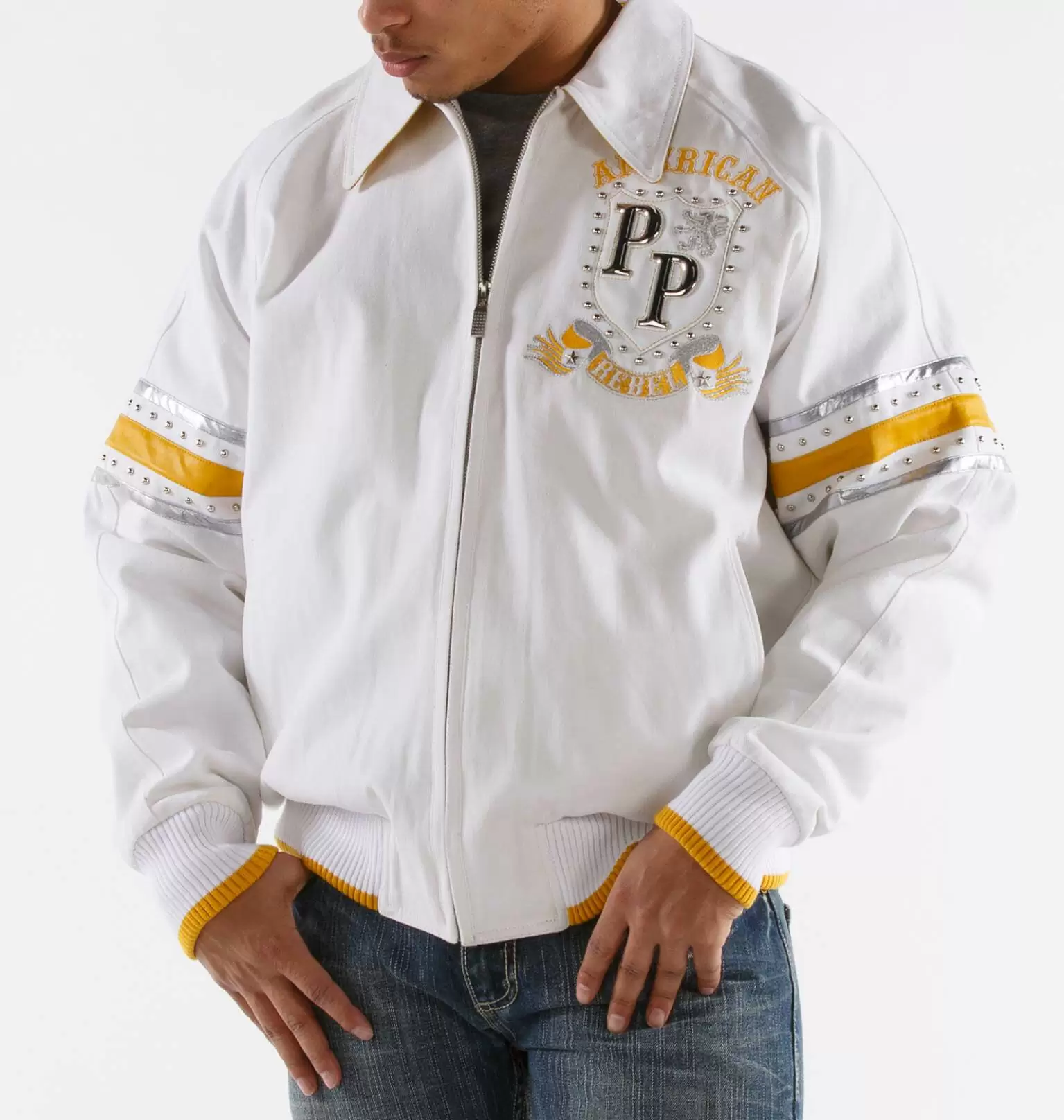 White Yellow Pelle Pelle American Rebel Jacket view 2