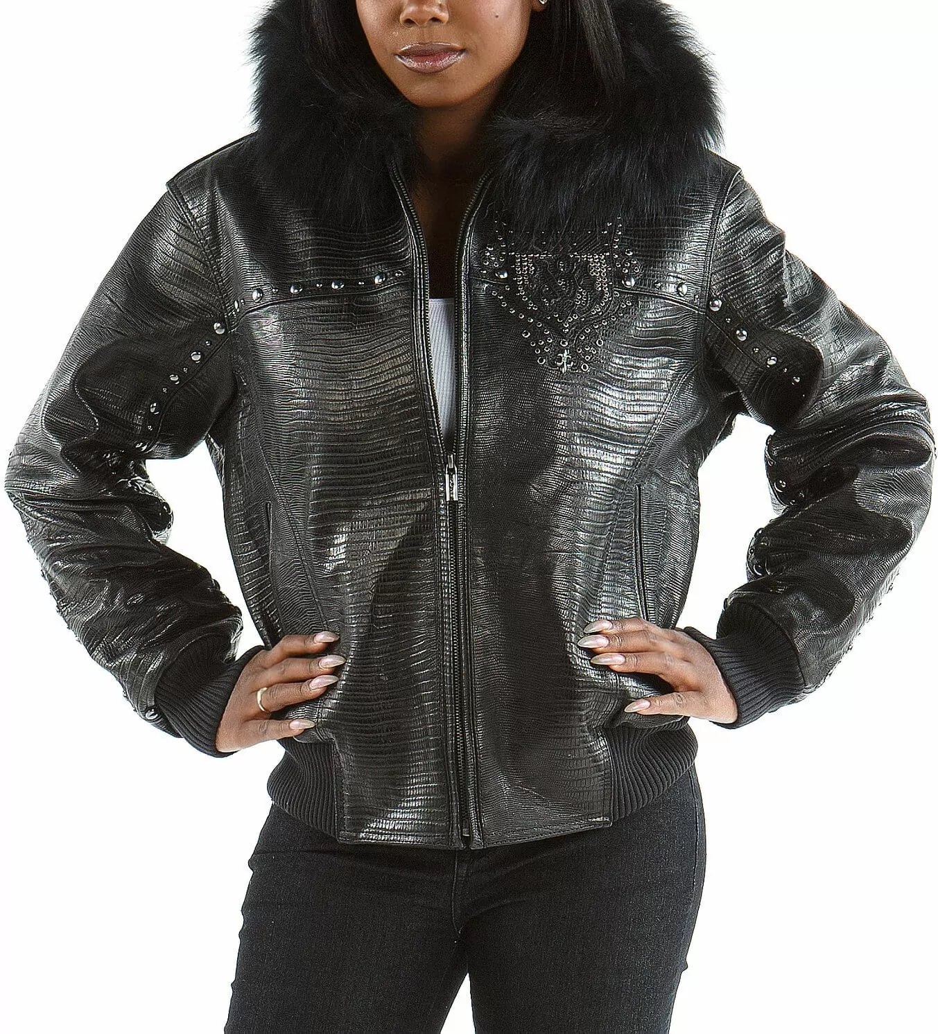 Pelle Pelle Black Emblem Studded Jacket view 2