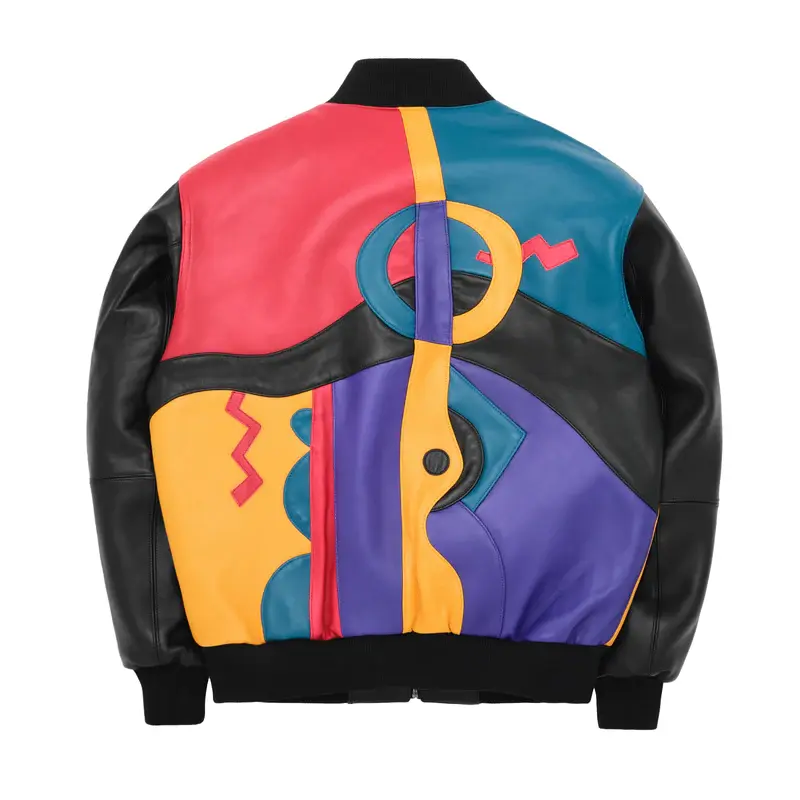 Picasso Plush Jacket | Red Blue Black view 2