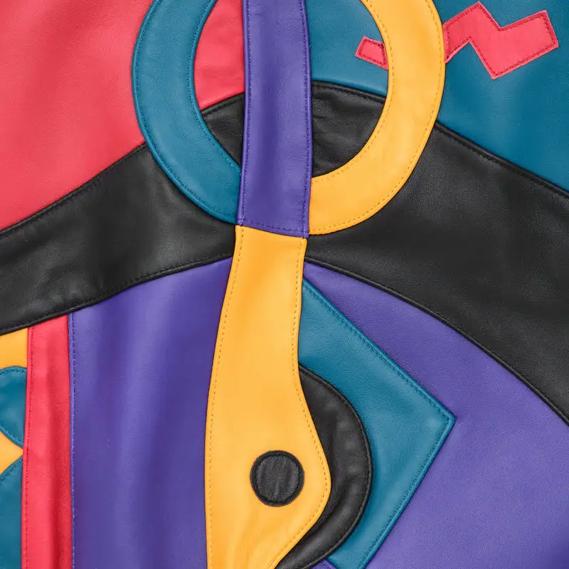 Picasso Plush Jacket | Red Blue Black view 3