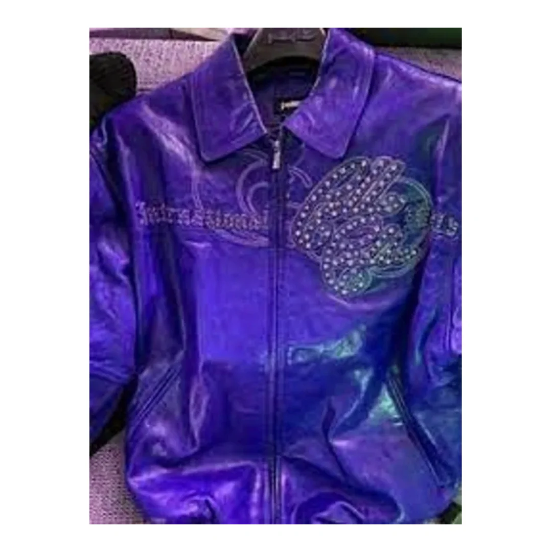 Pelle Pelle Purple Leather Studded Jacket view 2