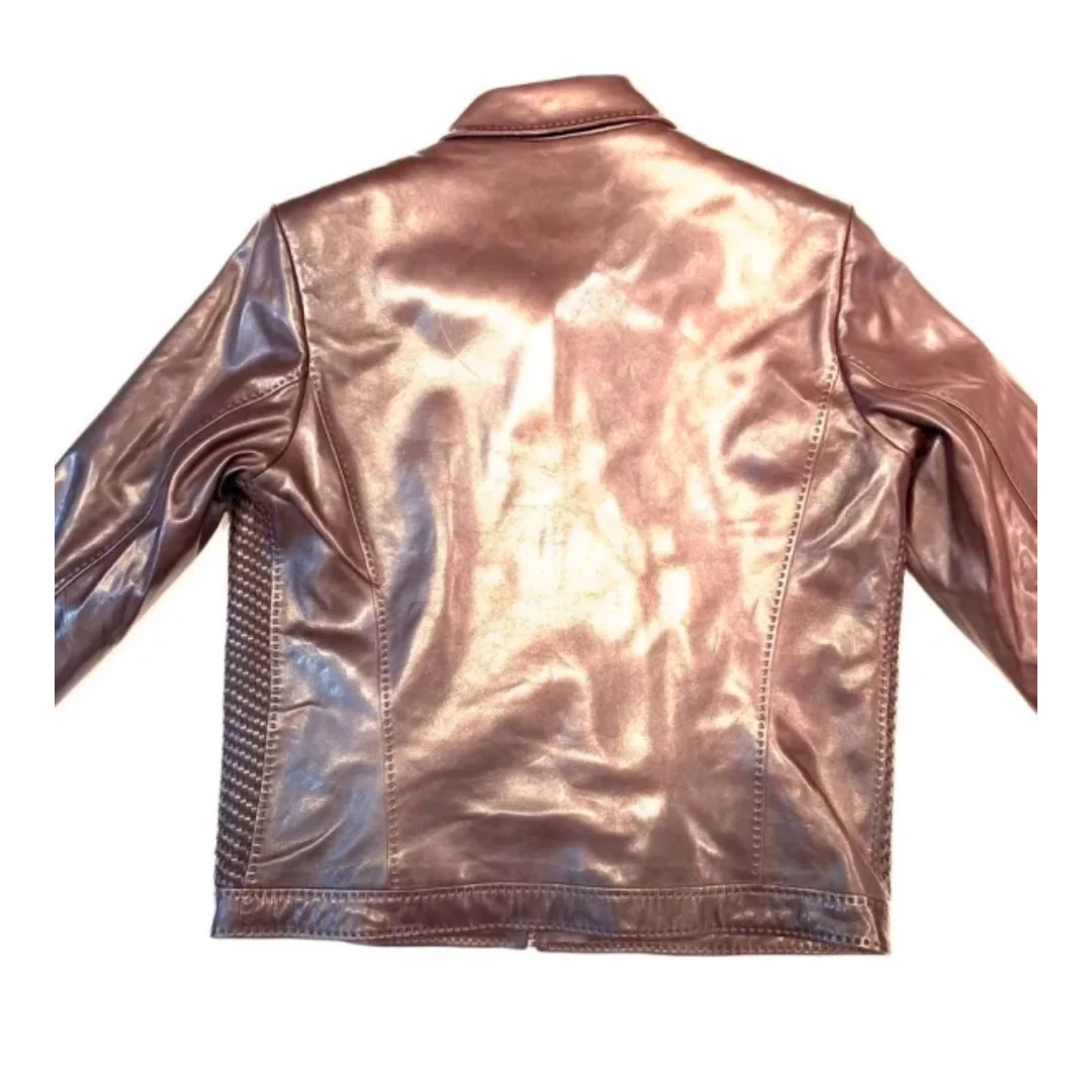Pelle Pelle Brown Weaved Bomber Jacket view 3