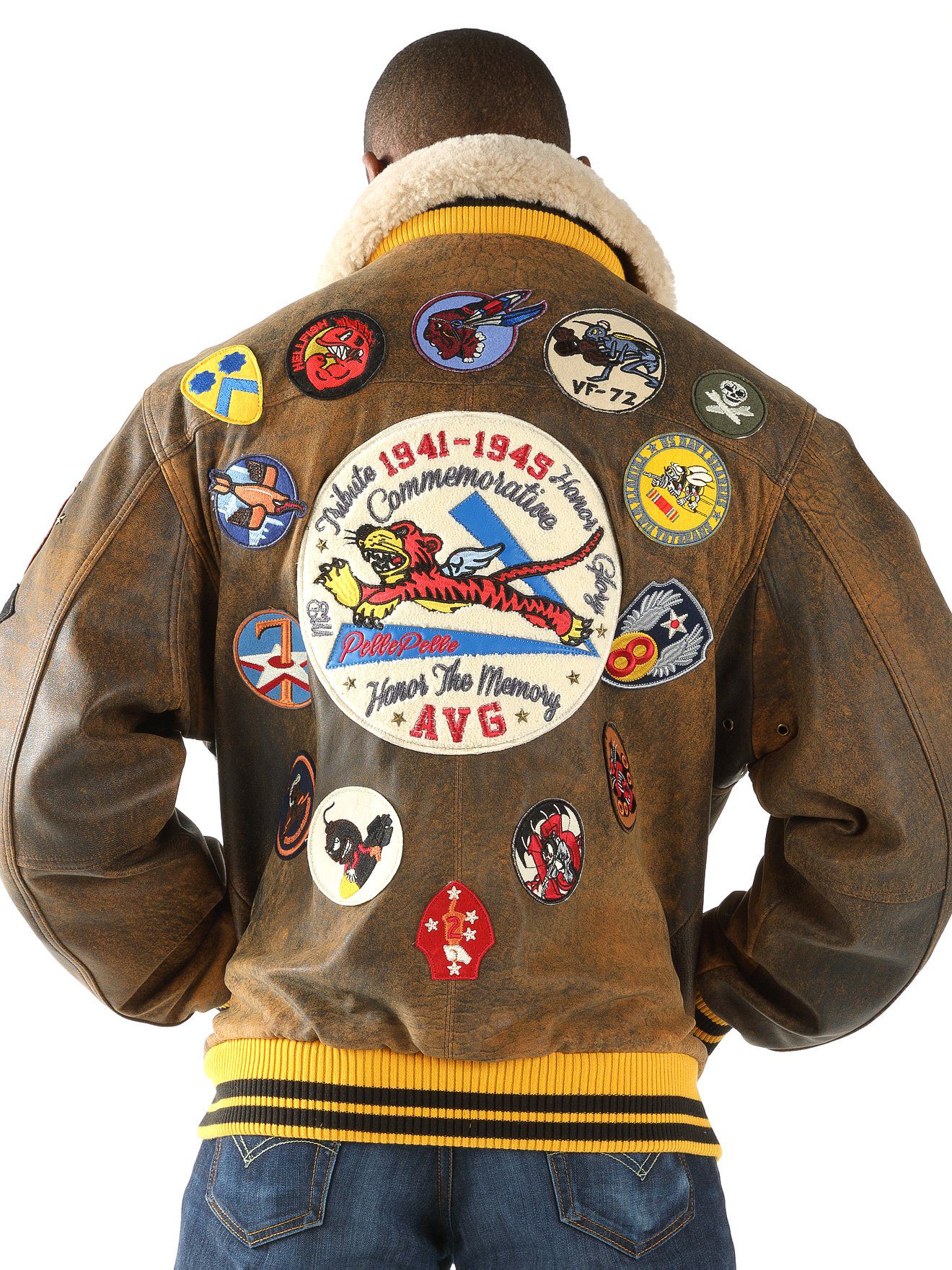 Pelle Pelle Brown Aviator Fur Collar Jacket view 2