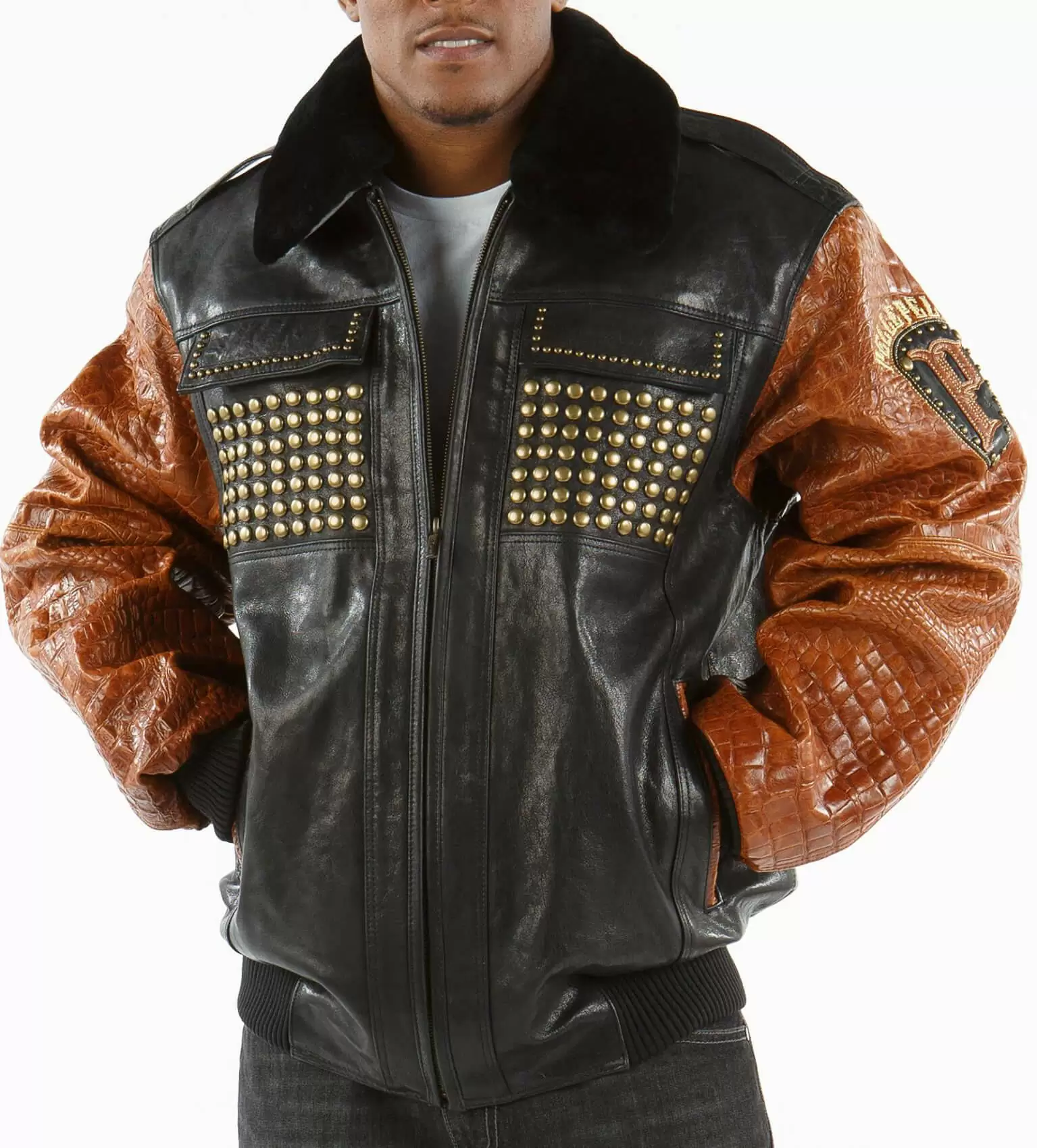 Pelle Pelle Men Fur Collar Leather Jacket