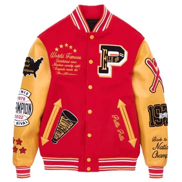 Pelle Pelle Red Yellow Wool Varsity Jacket view 2