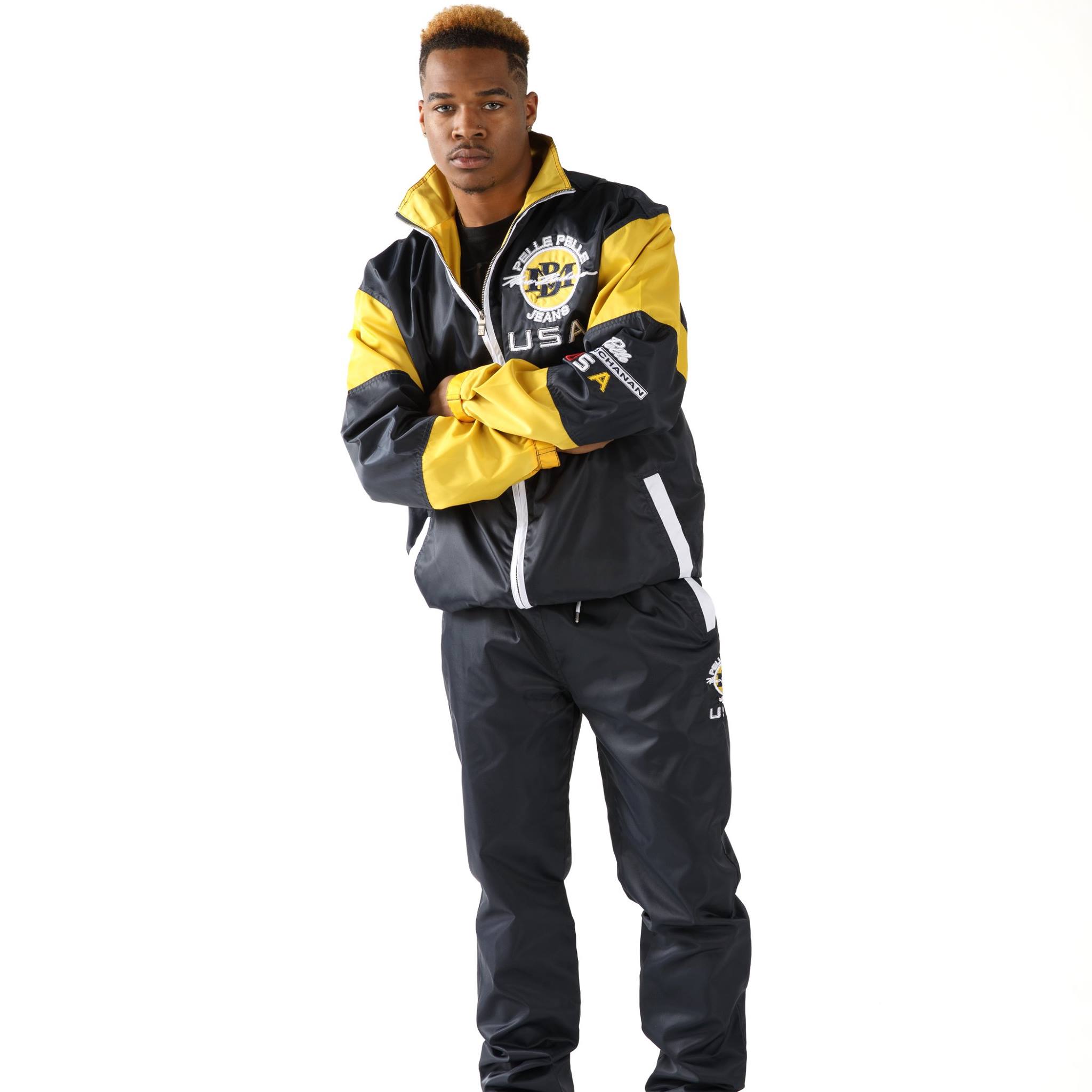Pelle Pelle Yellow Black Nylon USA Tracksuit view 4