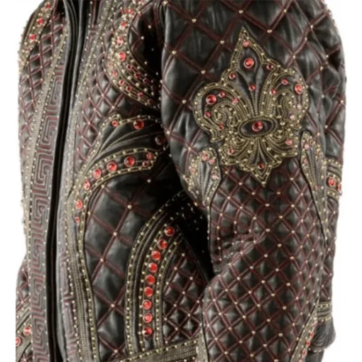 Pelle Pelle Burgundy Rust Burnish Stud Jacket view 2