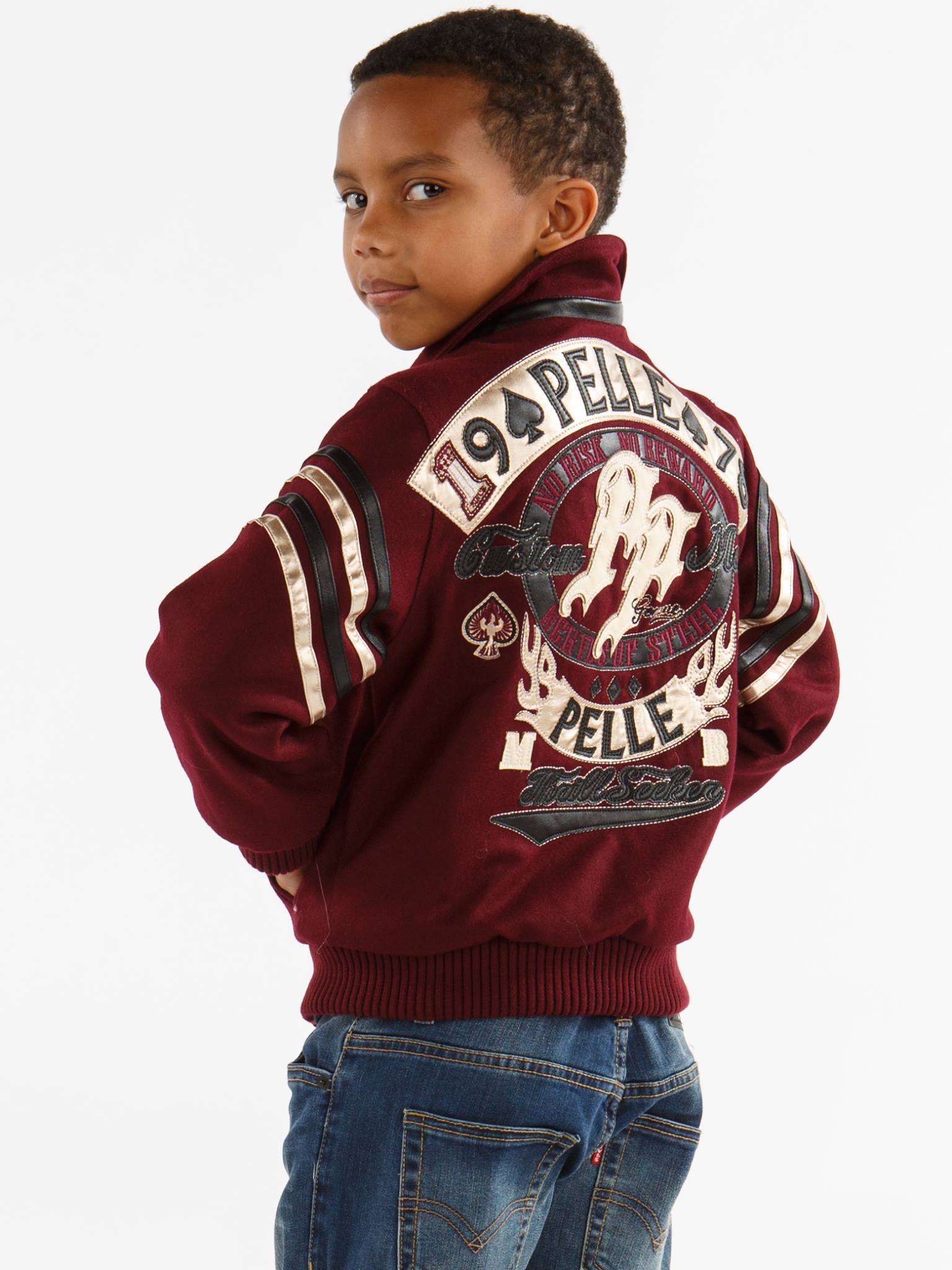 Kids Pelle Pelle No Risk No Reward Maroon Jacket
