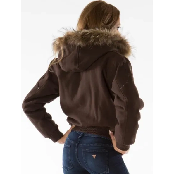 Pelle Pelle Dark Brown Fur Hood Jacket | Wool Jacket view 2