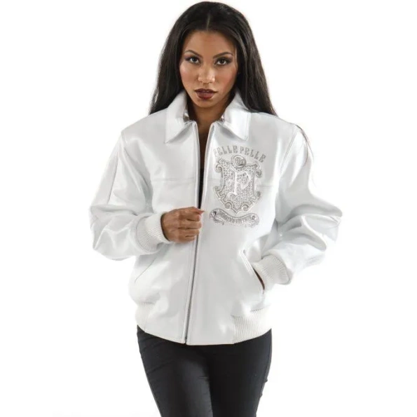 Pelle Pelle Women White Leather Jacket | Legend Series view 2