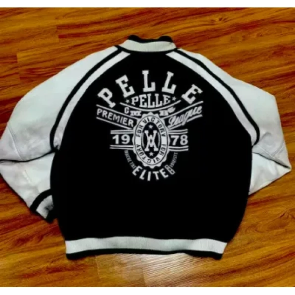 Pelle Pelle Black White Varsity Jacket | Wool Jacket view 2