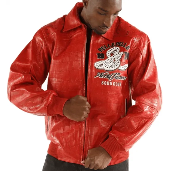 Pelle Pelle Soda Club Red Jacket | Croc Leather Jacket