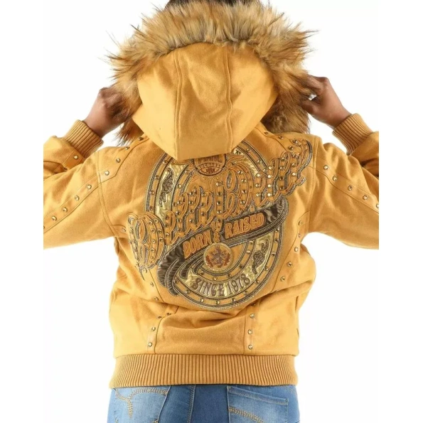 Pelle Pelle Women Born And Raised Yellow Fur Hood Jacket view 2