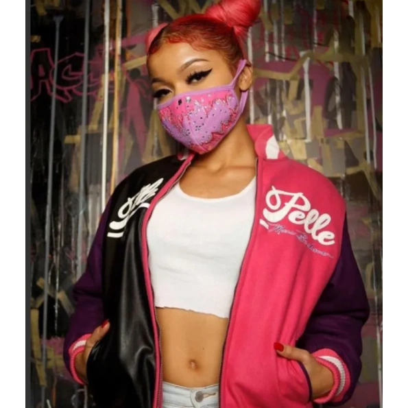 Pelle Pelle Wool Varsity Jacket | Women Black Pink Jacket view 3